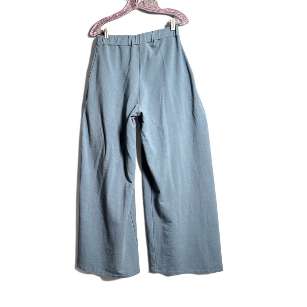 Cuyana French Terry Pleated Pants M Indigo Wide Leg Organic Pima Cotton Culottes